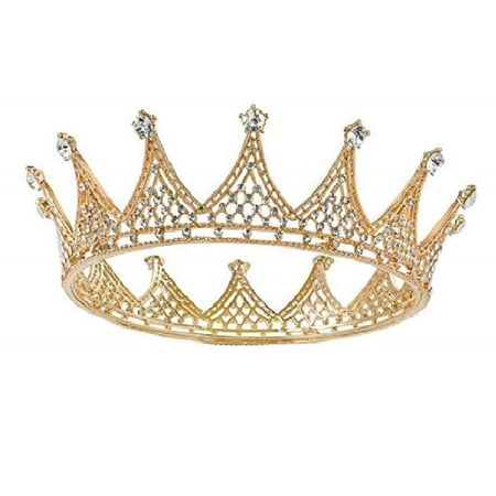 Full Round Crown Royal Golden Crown Crystal Queen Crown Bridal Tiara ...