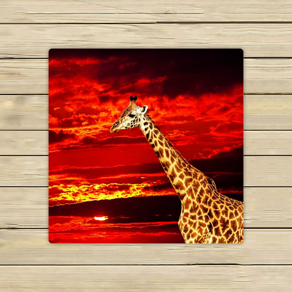 PHFZK Wild African Safari Towel, Animal Giraffe against Red Sunset