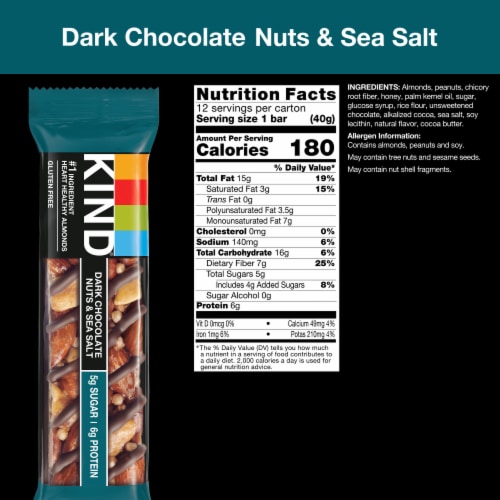 KIND Gluten Free Dark Chocolate Nuts & Sea Salt Snack Bars - 1.4 oz - 12 ct