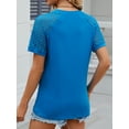 thumbnail image 3 of TEMOFON Women Summer Tops Casual Short Sleeves Shirts Comfy Tunic Tops Elegant Soild Blue Round Neck Blouses Fashion Loose Shirts for Women Size 2XL, 3 of 4