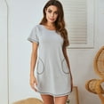 thumbnail image 5 of FLMEI Women Nightgowns Summer Sleep Dress Lounge Loose Summer Sleepshirts Sleepwear Dress Short Sleeve with Pockets S-XXL, 5 of 9