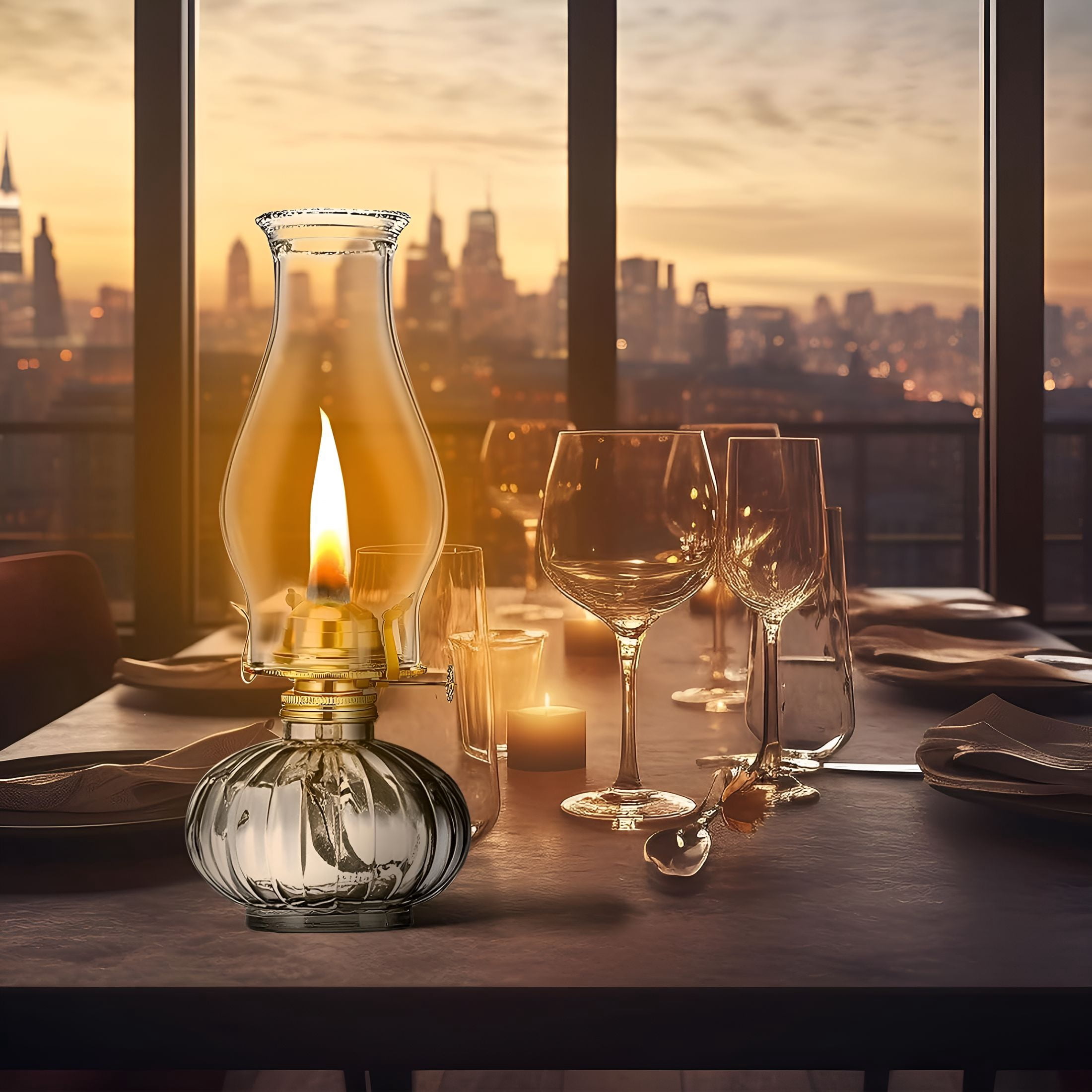 EXLEAF Oil Lamp Glass Kerosene (Large),Kerosene Oil Lantern for Rustic Decor Style,Hurricane Lamp,Oil Lamps for Indoor Use Decor Lighting,Lantern Lamp.