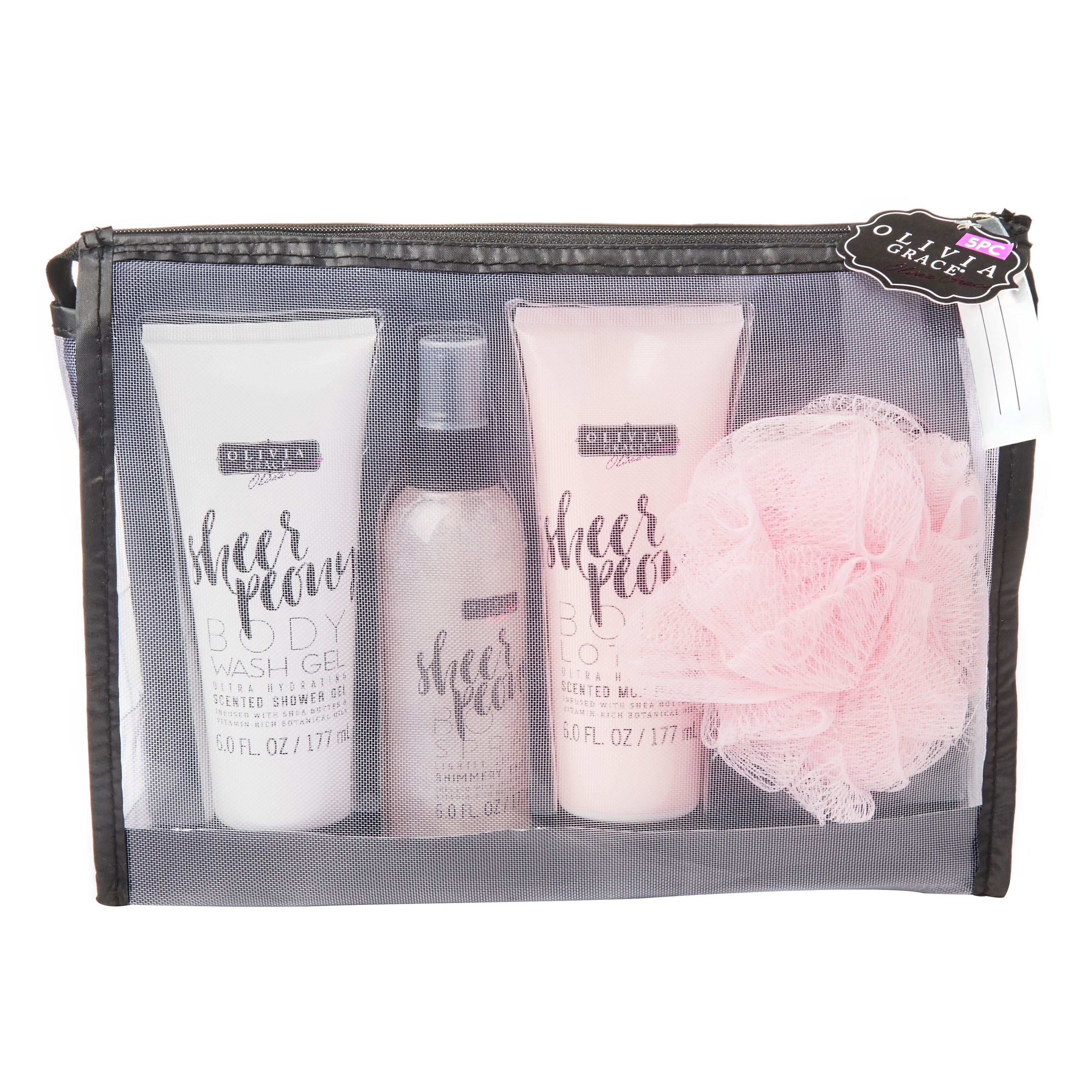 Peony Mesh Bag Bath & Body Gift Set, 4 Pieces