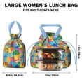 thumbnail image 5 of Colorful Cartoon Dinosaurs Geometric Pattern Drawstring Lunch Bag Women - Drawstring Lunch Bag Insulated for Work Office - Stain-Resistant Large Lunchbags for Women with Multi-Pockets, 5 of 6