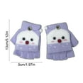 thumbnail image 3 of Btomtd Ctue Knitted Gloves with Open Finger Top and Half Finger Design, Winter Gloves in Seasonal Themes for Teens and Kids, Purple, 3 of 7