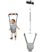 2 in 1 Baby Door Jumper, Adjustable Strap and Seat for 6-24 Months Infant Toddler, Grey