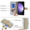 thumbnail image 3 of Wallet Phone Case for Samsung Galaxy S25, Zipper Pocket and Card Slots Stand Feature Ring Holder Back Cover with Metal Crossbody Shoulder Strap Stylish Case for Samsung Galaxy S25, Blue, 3 of 7