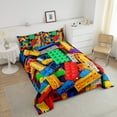 thumbnail image 3 of Building Blocks Comforter Set Twin, Colorful Bedding , 3D Rainbow Construction Brick Bedding Comforter Sets Funny Geometric Rectangle Down Comforter, 3 of 5