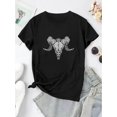 thumbnail image 3 of Creative Bull Head Pattern Printed Women'S Fashionable Round Neck Short Sleeve, Simple Casual Sports T-Shirt, Comfortable Summer Top for Women During Holidays., 3 of 8