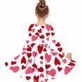 thumbnail image 7 of Girls' Watermelon Red Heart Print Long Sleeve Fit and Flare Dress - Soft Stretch Gathered Waist Casual Valentine’s Day Outfit for Kids Sizes 4-14,Size 7-8 T, 7 of 7