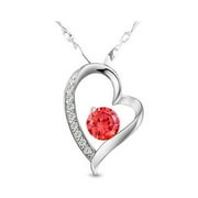 KATGI Overlay Crystal Heart Shape Lover Heart Pendant Necklace