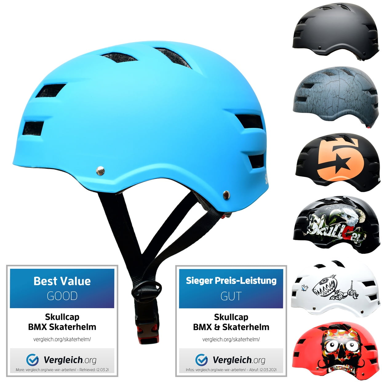 Regeren Blauw Luiheid Skull-C Skateboard & BMX Bike Helmet for Kids & Adults – 25 Designs, Blue  Ocean, Size: L - Walmart.com