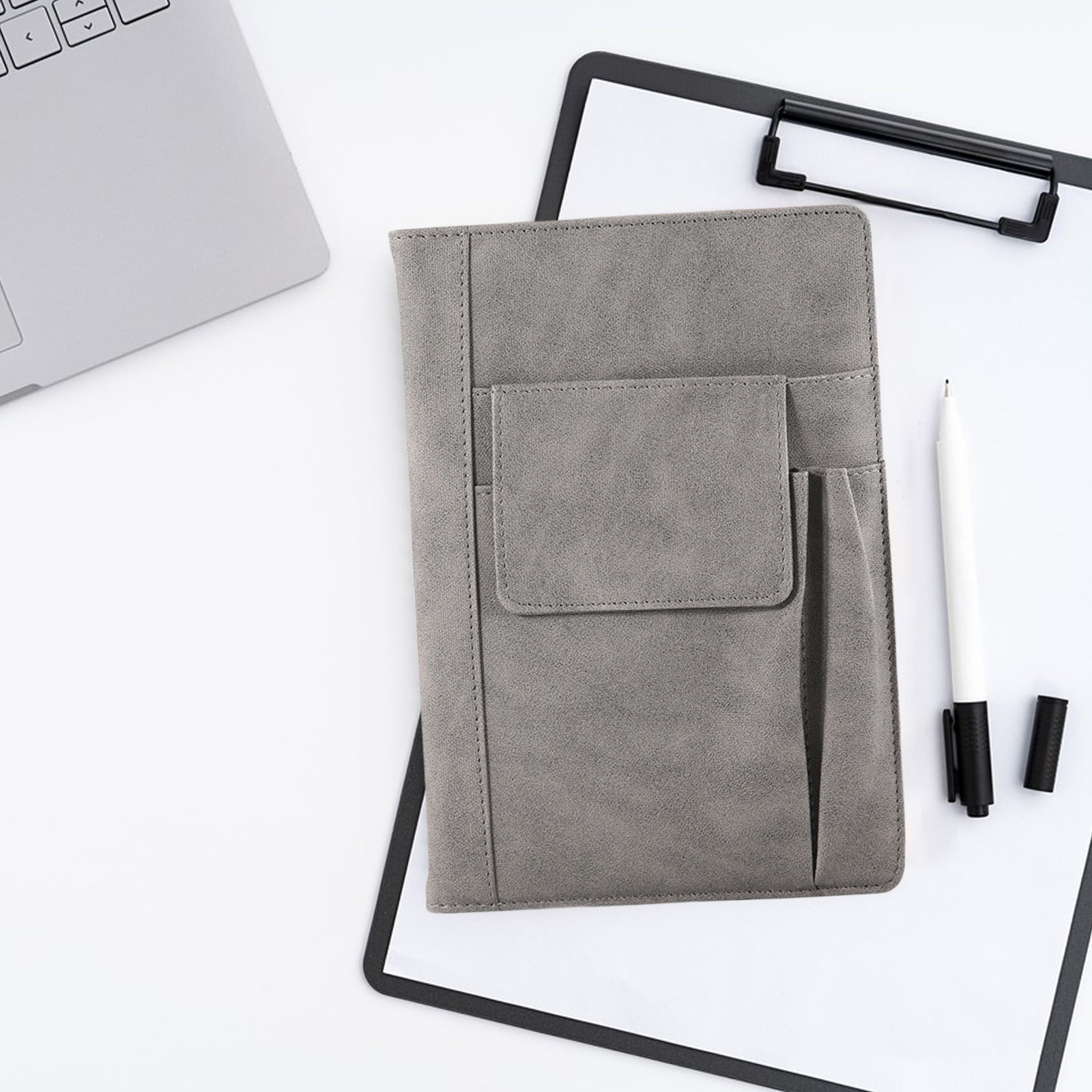 AUHomi Refillable Lined Leather Journal Notebook, A5 Size Hardcover Journal Notebook for Women Men, Thick Paper Notebooks with Front Pockets and Pen Pocket, Daily Premium Journal for Writing