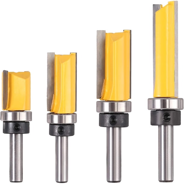 Juego de brocas para fresadora profesional de corte al ras, hoja de carburo microcristalino, cuerpo de acero endurecido sólido, diseño antirretroceso para tareas de carpintería multifuncionales