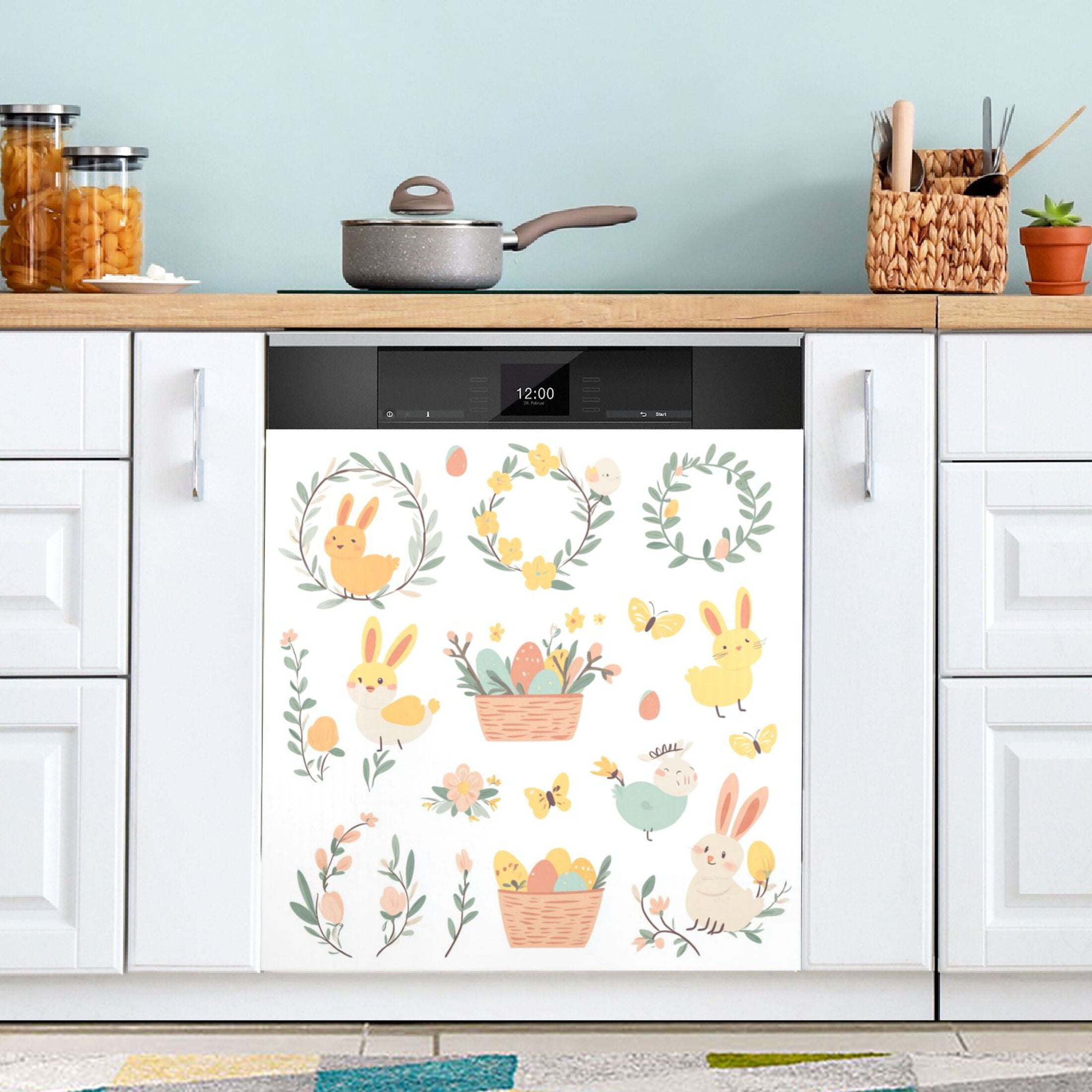 Dishwasher Magnetic Sticker 23x26 Inch Refrigerator Magnetic Sticker Washing Machine Magnetic Sticker Kitchen Panel Magnetic Sticker Home Decor Cartoon Easter Elements