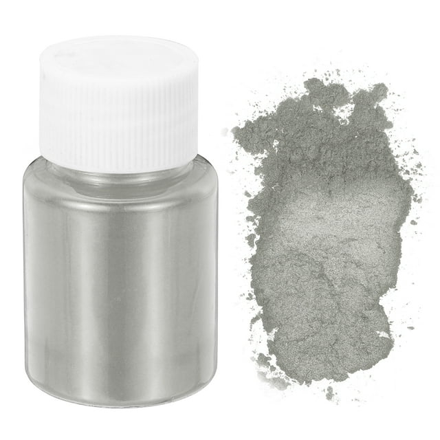 Uxcell 10g/0.35oz Polvo de Mica Cosmético, 600 Mallas, Pigmentos Naturales para Resina, Tinte para Velas y Brillo Labial, Gris Claro