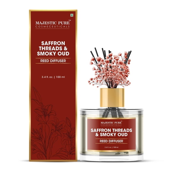 Majestic Pure Saffron & Oud Reed Diffuser | Long-Lasting Oriental Home Fragrance for Home & Office | 3.4 fl oz