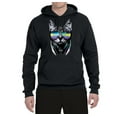 thumbnail image 2 of DJ Kitty Cat with Headphones | Mens Cat Lover Hooded Sweatshirt Graphic Hoodie, Black, Small, 2 of 3