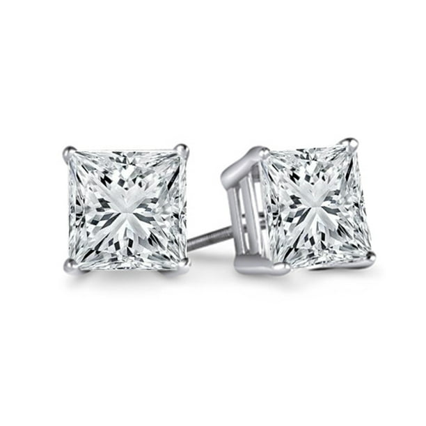 Adora Diamonds - 1 Carat GSI Certified Princess Diamond Studs in 14K ...