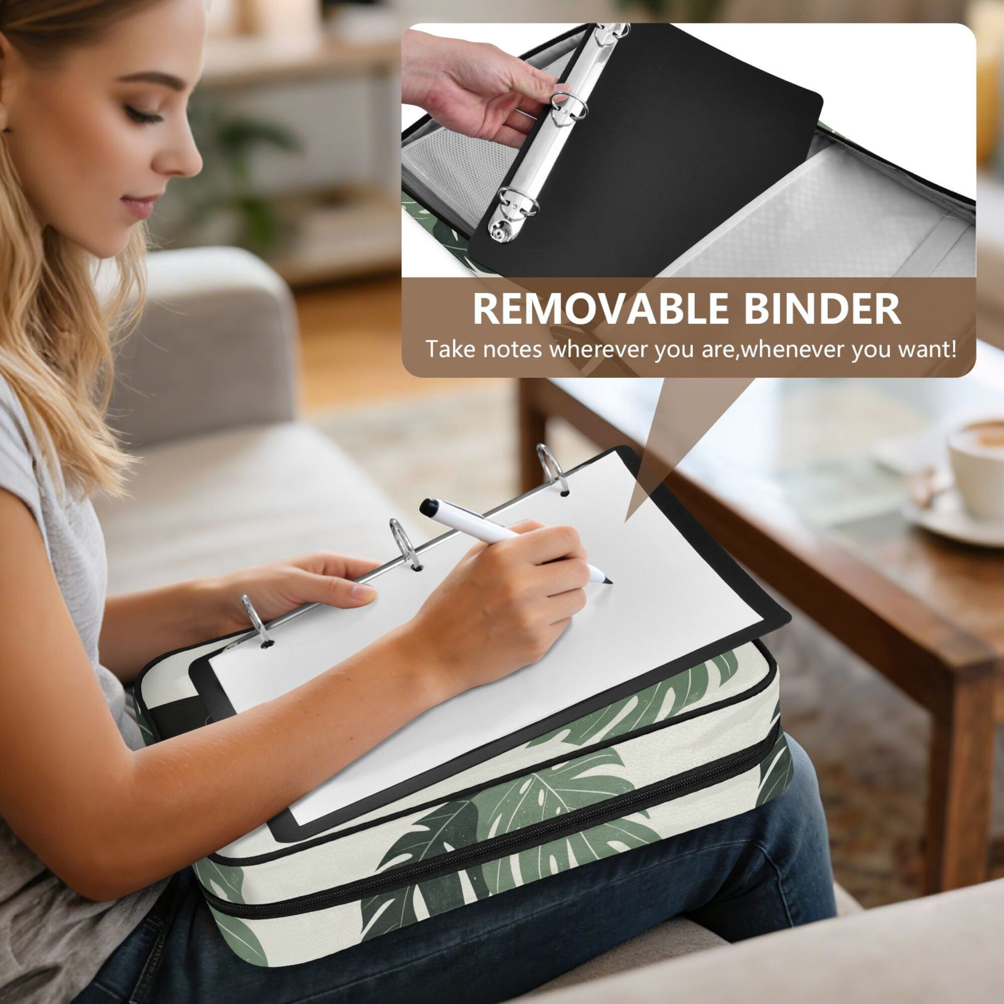 FORMRS Accordion File Folder A4 Size 7-Pocket Expanding Document Organizer Bag with 3 Ring Binder, Black Cat Umbrella
