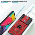 thumbnail image 2 of Samsung Galaxy M53 5G Case,Compatible with Samsung Galaxy M53 5G Case with HD Screen Protector with Slide Camera Cover, 360° Rotation Ring Kickstand [Military Grade] Case for Samsung M53 5G,Red, 2 of 14