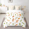 thumbnail image 2 of Manfei Orange Green Leaf Bedding Comforter Set 7 Pieces, Fall Autumn Plant Full Bedding Set, Teens Kids Child Reversible Fitted Sheet Flat Sheet, Lightweight Room Decor, 2 of 7