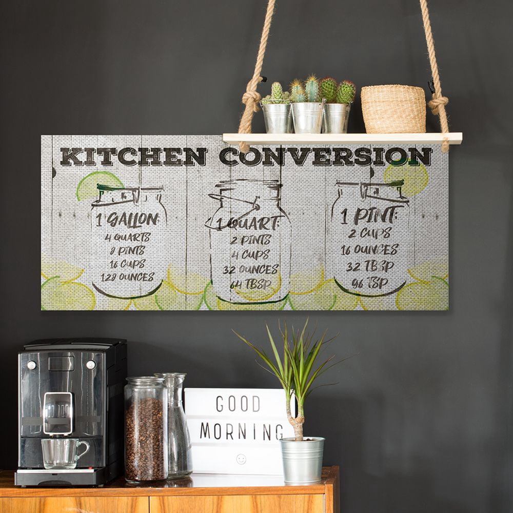 Stupell Industries Kitchen Summer Citrus Jar Liquids Conversion Chart Canvas Wall Art Design by Jace Grey