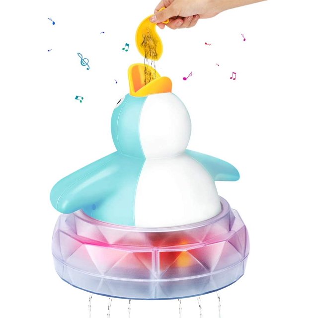 Juguetes de baño, juguete de piscina para bañera, juguete de pingüino flotante para bebé, juguetes de baño luminosos con fuente musical, juguete de juego de agua eléctrico, juguetes de baño JFHHH pequeña
