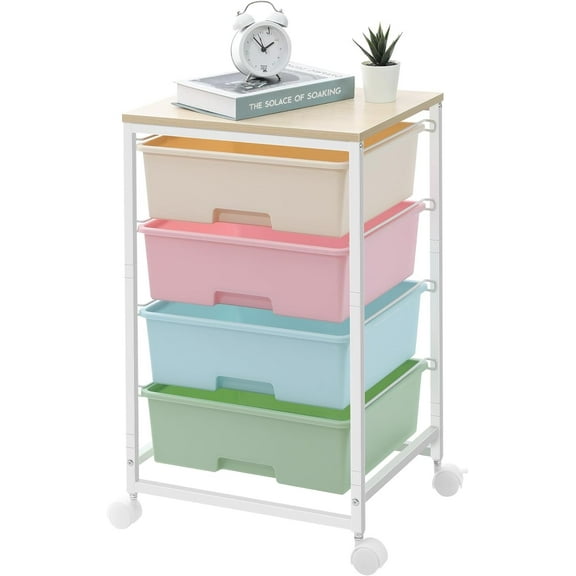 Utility Cart with 4 Drawers,Rolling Storage Cart with Drawers,Storage Rolling Drawer Cart