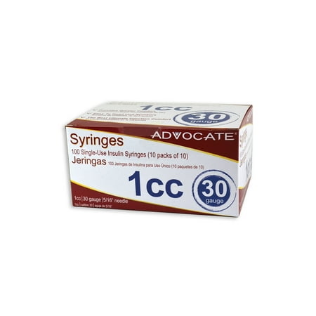 Advocate Syringe 30g 1cc 5/16", 100 Ct