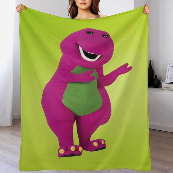 Barney And Friends Throw Blanket Cozy Warm Flannel Blanket for Living Room Bedroom Bed Sofa Camping Travel, All Seasons Fleece Blankets Gifts for Kids Girls Boys Adults 40"x30"