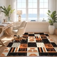 thumbnail image 3 of Design&I 6'x9' Washable Area Rug Sleek Flatweave Pet Friendly Orange Black Court Scoreboard Design Retro Sport Theme with Playbook Graphics for Queen Size Bedroom, Under Bed, 3 of 7