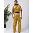 thumbnail image 7 of Hansber Men's Retro 70s Outfit Disco Dance Jumpsuit Sleeveless V Neck Hippie Style Bodysuit for Stage Gold M, 7 of 7