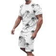 thumbnail image 2 of Edvintorg Men 2 Piece Outfits Sets 2025 Trendy Hawaiian Print Short Sleeves Casual Beach Short Sleeve Round-Neck Shirts and Shorts Sets Man Clothes White XXXL, 2 of 5
