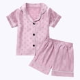 thumbnail image 4 of Ulanda Girls Pajamas Set Soft Silk Satin Pajamas 2 Piece Short Sleeve Sleepwear Gifts for Kids Size 3-16 Years (Purple, 12-18 Months), 4 of 4