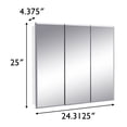 thumbnail image 4 of White Bathroom Medicine Cabinet, Cyprus 25 in. Frameless Mirrored Doors, Wall Mount or Recessed, 4 of 14