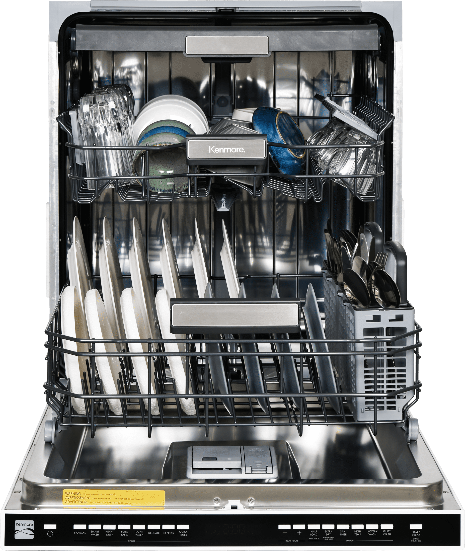 Kenmore 24” Built-In-Dishwasher w/ 3rd Rack & Turbo Dry with Pocket Handle, White