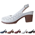 thumbnail image 2 of NOKIO Women's V𝗂ntage Chun𝗄𝗒 Sandals Adjustable Slingback S𝗅ip On Slippers Hollow Summer Outdoor Ladies Shoes Closed Toe Breathable Sandalias de Mujer, 2 of 7
