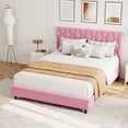 thumbnail image 3 of Yeshouse Estructura de cama tapizada con cabecera ajustable, plataforma resistente con soporte de listones de madera resistentes, silenciosa, no requiere somier, 3 of 8