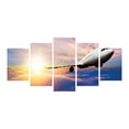 thumbnail image 1 of Aeroplane 5 Panels Acrylic Glass Wall Art, Digitally Generated Image of an Airplane Clouds and Sunset Time, Accent for Living Room, Bedroom, Dorm, 60" x 30", Mauve Almond and Violet Blue, by Ambesonne, 1 of 5