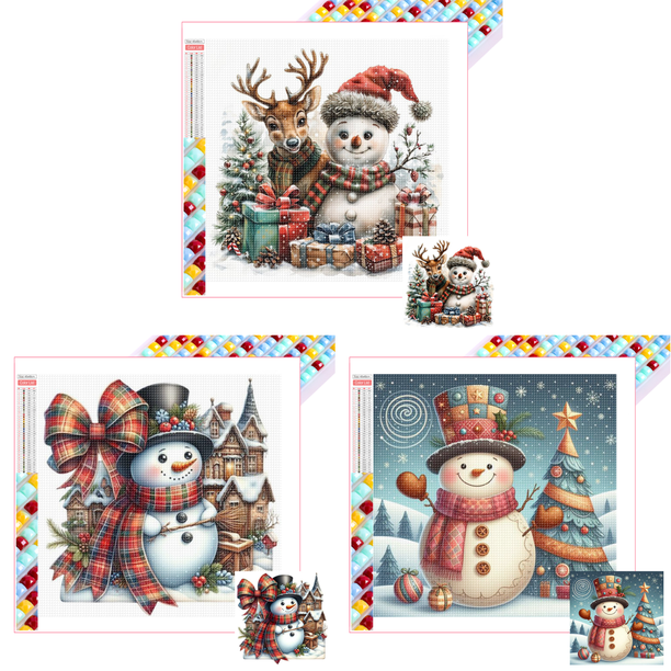 5D DIY Con Cuentas Cuadradas Muñeco Nieve Navidad Del Arte 45x45cm