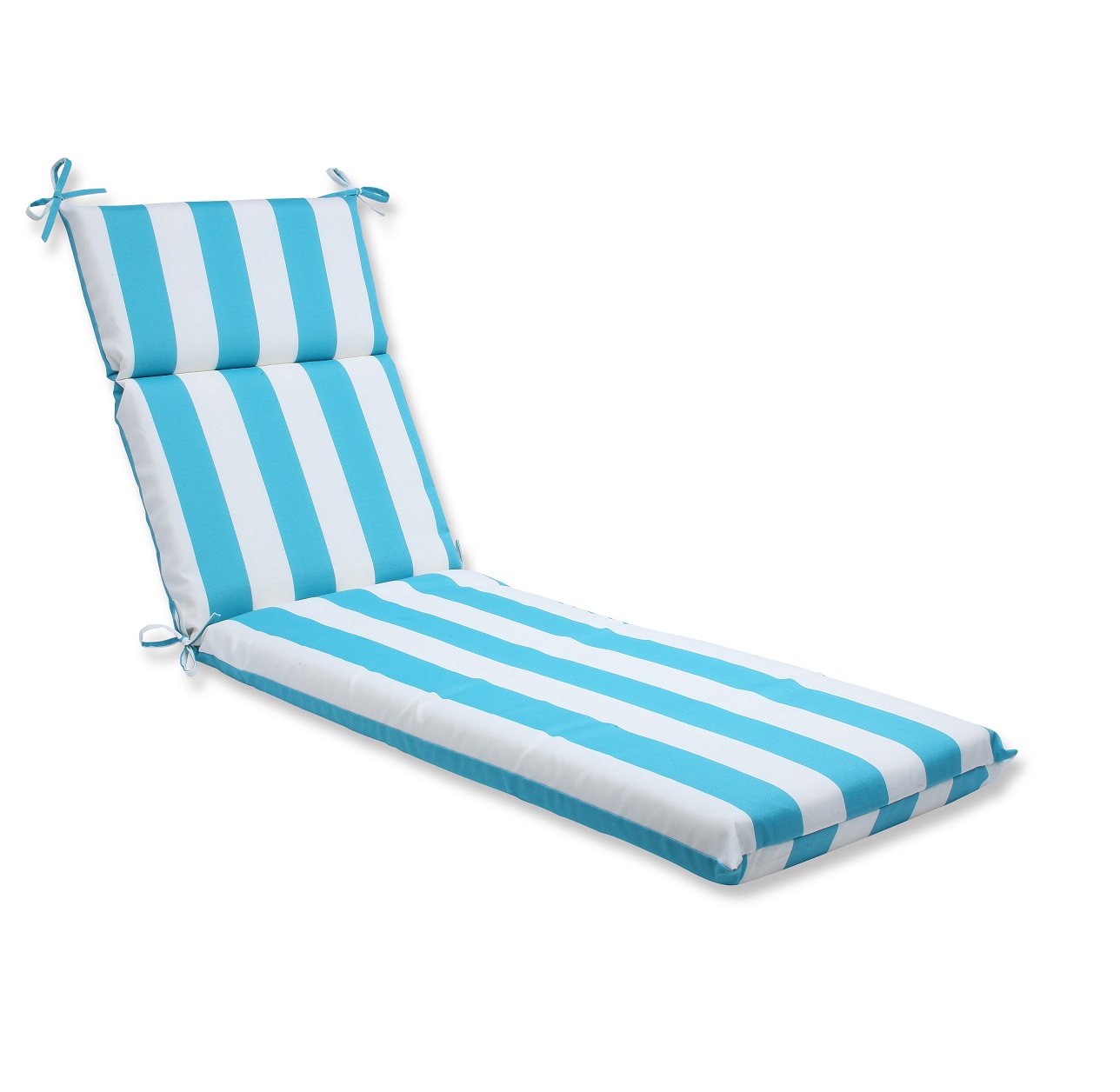 72.5" Blue and White Striped Outdoor Patio Chaise Lounge Cushion