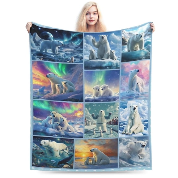 Cute Polar Bear Fleece Throw Blanket 50x40