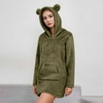 thumbnail image 3 of DAFPZW Womens Cute Hoodie Sweatshirt Dress Oversized Long Sleeve Fleece Pajamas Solid Pullover Warm Winter Dresses Sleepwear, 3 of 9