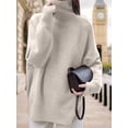 thumbnail image 5 of Women'S Loose Turtle Neck Long Sleeve Pullover Sweater Autumn and Winter Knitted Pullover Top Beige One size, 5 of 10