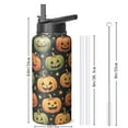 thumbnail image 3 of Halloween Seasonal Cobweb Pumpkin 32oz Water Bottle with Flip Straw Lid Ghost Skull Witch Skeleton Stainless Steel Insulated Mug Holiday Gift for Adults Teens Women Men, 3 of 4