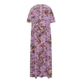 thumbnail image 6 of Jinhomg Vacation Dresses for Women Elegant Floral Print Boho Dress Plus Size Casual Short Sleeve Wrap V-Neck Midi Dresses Flowy Swing Aline Dress Deal of The Day Prime Today Purple L, 6 of 7