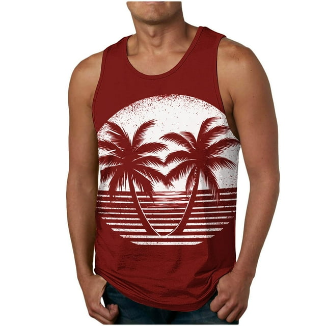 LOVZFMLL Tank Tops for Men Casual Fashion Sleeveless Printing Pullover Round Neck Sports Tank