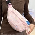 thumbnail image 5 of AZXY Sling Crossbody Bag, Pink Lightweight Fabric Fanny Pack with Adjustable Strap, Casual Embroidered Waist Bag for Travel Daily Use, 5 of 7