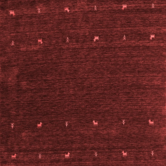 Ahgly Company Indoor Square Abstract Red Contemporary Area Rugs, 7' Square